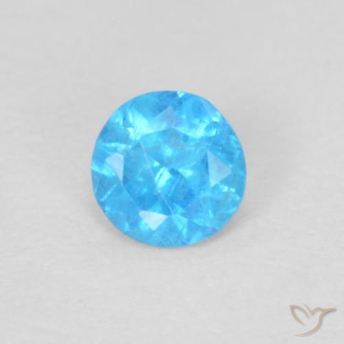 0.14ct 天然 濃いアズールブルー アパタイト, ラウンド, VS