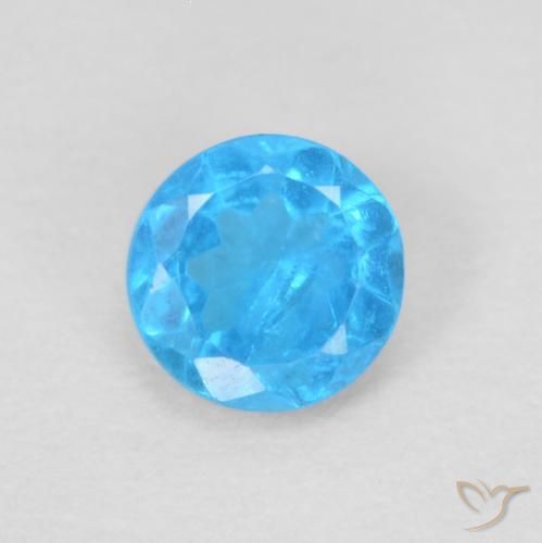 0.20ct 天然 濃いベイビーブルー アパタイト, ラウンド, VS