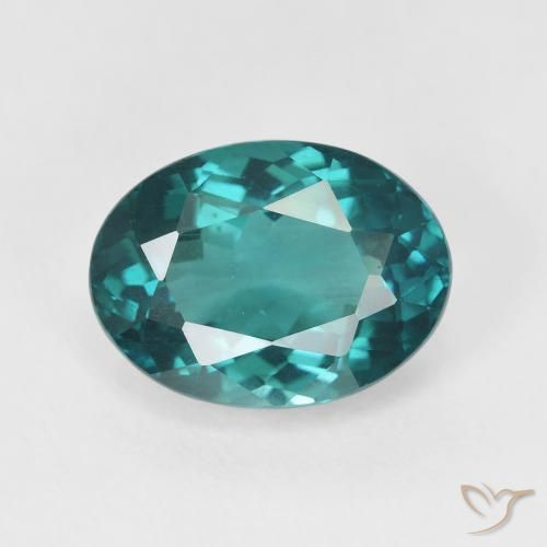 5.25ct 天然 Vivid Greenish Blue アパタイト, 楕円形, VVS-VS