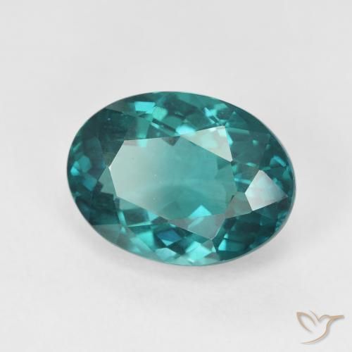 5.25カラットの天然Vivid Greenish Blueアパタイト、楕円形、VVS-VS