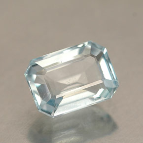 0.94カラットの天然ライトブルーアクアマリン（7.1×5.1 mm・エメラルドカット）