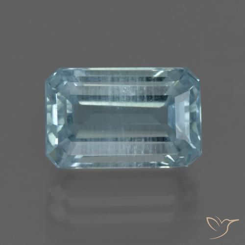 6.01 カラットのブルー アクアマリン、12.6 x 8.2 mm 八角形カット、インド産, Photo A