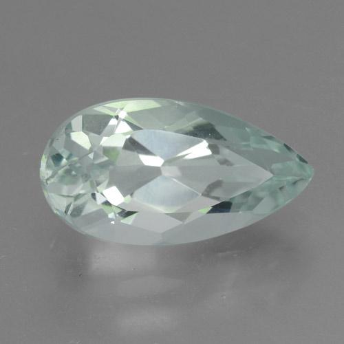 2.75カラットの天然非常に薄い緑がかった白アクアマリン（12.6×6.8 mm・洋梨の形）
