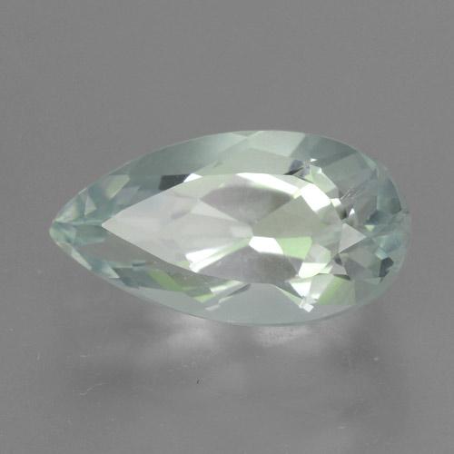 2.75カラットの天然非常に薄い緑がかった白アクアマリン（12.6×6.8 mm・洋梨の形）