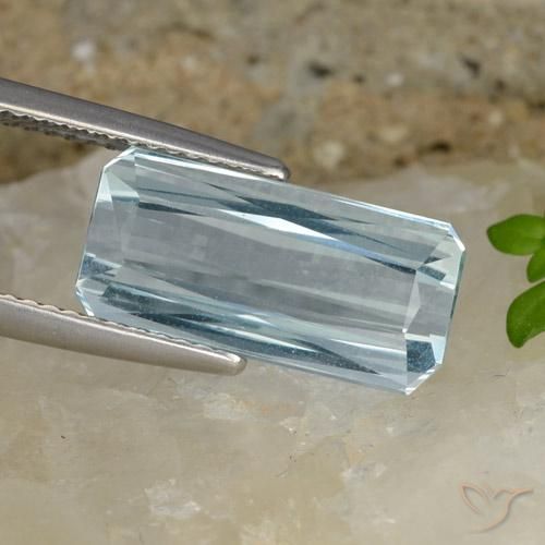 7.00ct 天然 ライトブルー アクアマリン, エメラルドカット, VVS