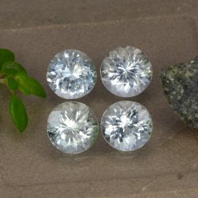 3.12カラットの天然青みがかった白アクアマリン（6.18 mm・ラウンドカット）