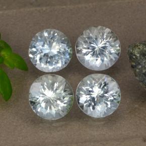 3.12カラットの天然青みがかった白アクアマリン（6.18 mm・ラウンドカット）