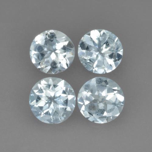 1.57カラットの天然とても淡いブルーアクアマリン（5.08 mm・ラウンドカット）