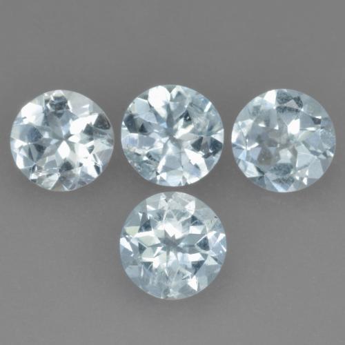1.57カラットの天然とても淡いブルーアクアマリン（5.08 mm・ラウンドカット）