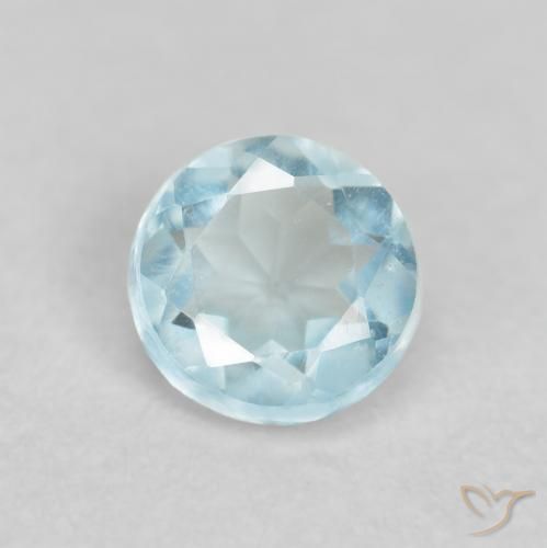 0.26ct 天然 ベイビーブルー アクアマリン, ラウンド, VVS