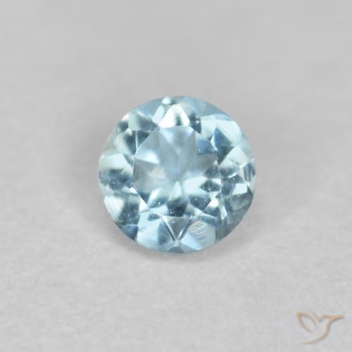 0.19ct 天然 薄いマヤブルー アクアマリン, ラウンド, VS