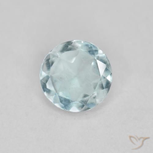 0.34ct 天然 薄いアクアブルー アクアマリン, ラウンド, VS