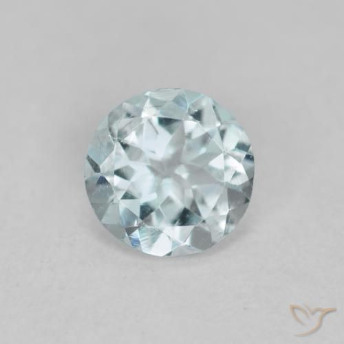 0.36ct 天然 薄いアクアブルー アクアマリン, ラウンド, VVS-VS