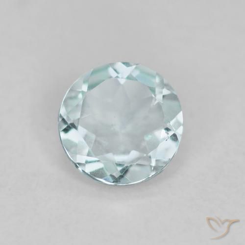 0.36ct 天然 薄いアクアブルー アクアマリン, ラウンド, VS