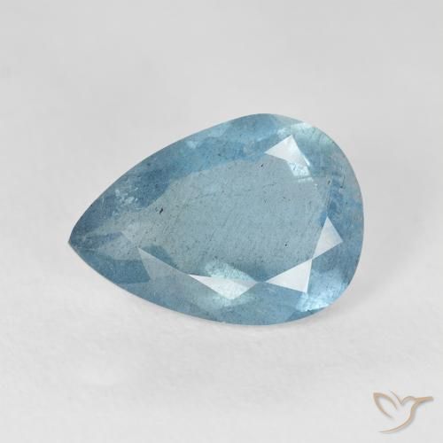 3.48ct 天然 薄い緑がかった青 アクアマリン, 洋梨の形, VS-SI