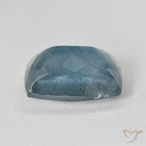 5.68カラットの天然緑がかった青アクアマリン（12.8×9.2 mm・クッションカット）
