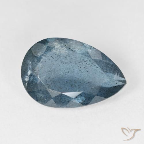 6.78カラットの天然濃いシルバーアクアブルーアクアマリン（16.5×11 mm・洋梨の形）