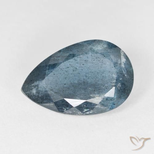6.78カラットの天然濃いシルバーアクアブルーアクアマリン（16.5×11 mm・洋梨の形）
