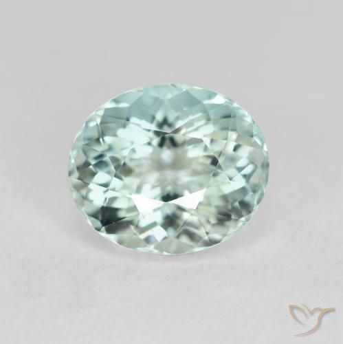 2.03ct 天然 非常に薄い青緑 アクアマリン, 楕円形, VVS-VS