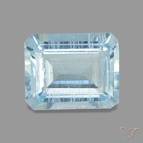 1.97カラットの天然薄いアクアブルーアクアマリン（8.7×7 mm・エメラルドカット）