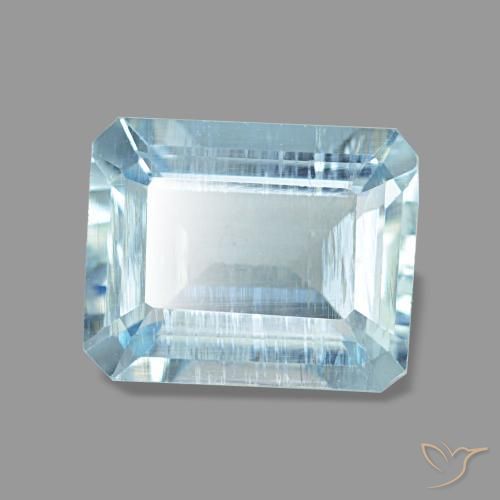1.97カラットの天然薄いアクアブルーアクアマリン（8.7×7 mm・エメラルドカット）
