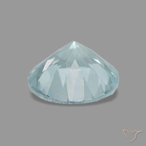 1.08カラットの天然薄いブルーグリーンアクアマリン（7.10 mm・ラウンドカット）