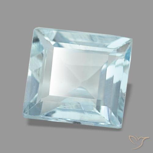 2.27カラットの天然薄いアクアブルーアクアマリン（8.1×8 mm・四角）