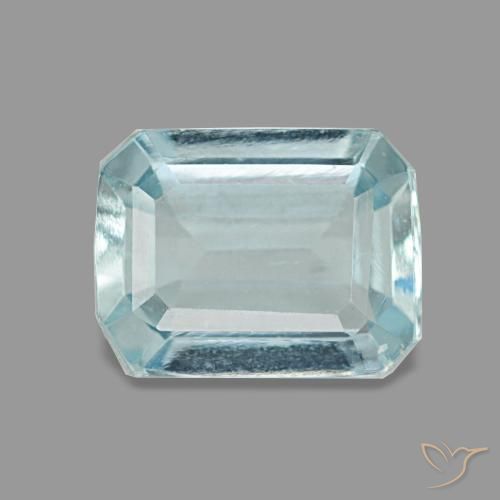 1.28カラットの天然濃いアクアブルーアクアマリン（7.9×6 mm・エメラルドカット）