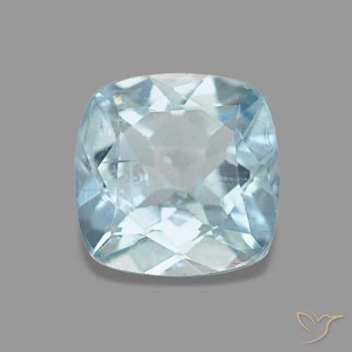 0.74ct 天然 薄い緑がかった青 アクアマリン, クッション, VS, Photo A