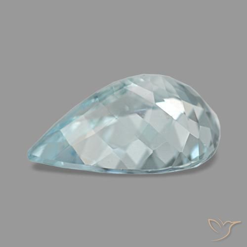 1.94カラットの天然ライトブルーアクアマリン（11×7.8 mm・洋梨の形）