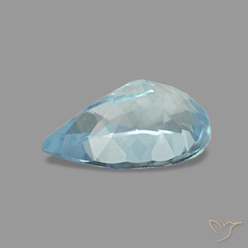 0.74カラットの天然マヤブルーアクアマリン（7.8×5.1 mm・洋梨の形）