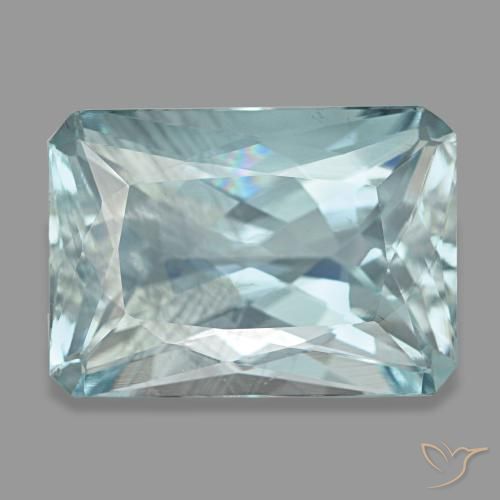7.76カラットの天然薄いブルーグリーンアクアマリン（14.6×10.4 mm・エメラルドカット）