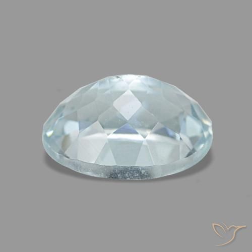 1.36カラットの天然薄いアクアブルーアクアマリン（8.1×6.1 mm・オーバルカット）