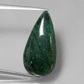 10.10カラットの天然グリーンアベンチュリン（22.3×11.4 mm・透明）