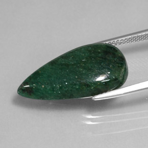 10.10カラットの天然グリーンアベンチュリン（22.3×11.4 mm・透明）