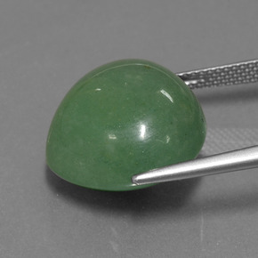 21.35カラットの天然グリーンアベンチュリン（18.6×16.3 mm・洋梨の形）
