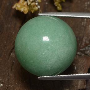 24.18カラットの天然ミディアムグリーンアベンチュリン、ラウンドカット、オペーク