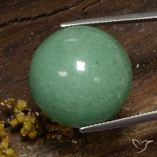 24.56ct 天然 ミディアムグリーン アベンチュリン, ラウンド, オペーク