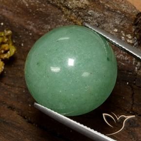 25.70カラットの天然薄いモスグリーンアベンチュリン、ラウンド、オペーク