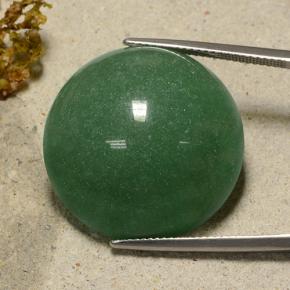 47.36カラットの天然ミディアムグリーンアベンチュリン（24.48 mm・ラウンドカット）