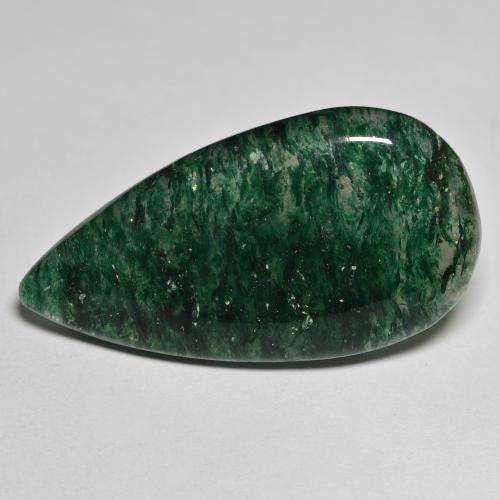 24.15カラットの天然フォレストグリーンアベンチュリン（33.7×18 mm・洋梨の形）