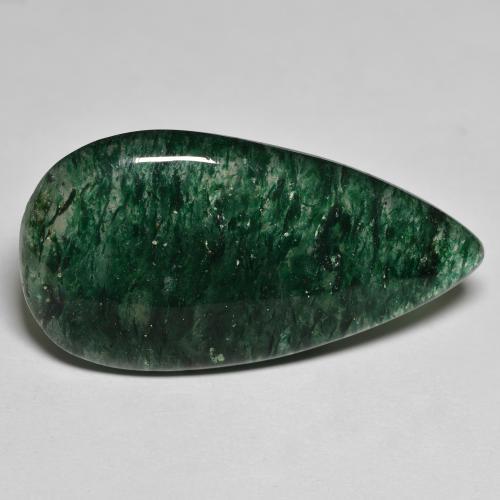 24.15カラットの天然フォレストグリーンアベンチュリン（33.7×18 mm・洋梨の形）