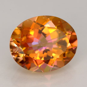5.85カラットの天然マルチカラーアゾティックトパーズ（12.1×10 mm・オーバルカット）