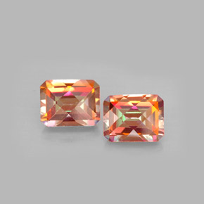 カラットの天然トップレインボーアゾティックトパーズ（9.1×7.1 mm・エメラルドカット）