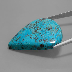 36.64カラットの天然マルチカラーブルーアズライト、洋梨の形、オペーク