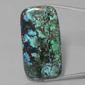 76.94カラットの天然マルチカラーブルーアズライト、クッションカット、オペーク