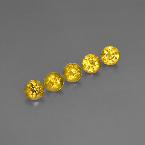 カラットの天然ゴールデンイエローベリル（5.13 mm・ラウンドカット）