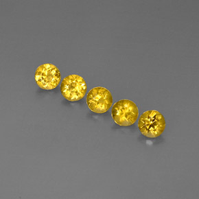 カラットの天然ゴールデンイエローベリル（5.13 mm・ラウンドカット）