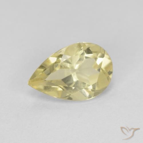 0.84ct 天然 ミディアム薄いイエロー ベリル, 洋梨の形, VS