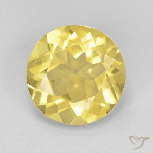 1.65ct 天然 ミディアムイエロー ベリル, ラウンド, VVS